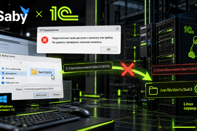 Ошибка проверки Windows-каталога обработкой Saby на Linux-сервере 1С