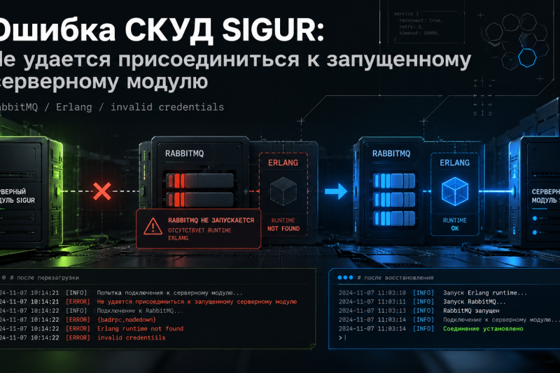 Восстановление соединения серверного модуля SIGUR с RabbitMQ после восстановления Erlang Runtime
