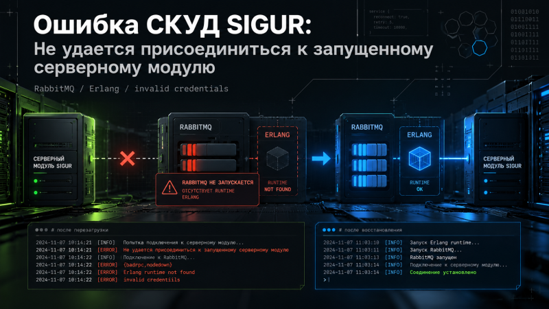 Восстановление соединения серверного модуля SIGUR с RabbitMQ после восстановления Erlang Runtime